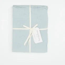 Drap housse en lin lavé bleu 140x200cm