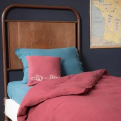 Drap housse en lin lavé rouge 90x200cm