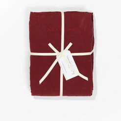 Drap housse en lin lavé rouge 90x200cm