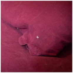 Drap housse en lin lavé rouge 90x200cm