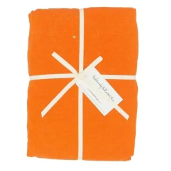 Drap housse en lin lavé terracotta 140x200cm