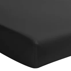 Drap housse en percale de coton lavé bonnet 30 cm noir minuit