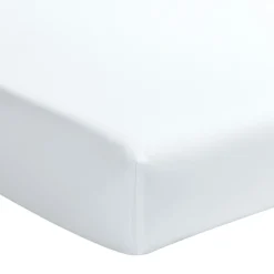 Drap housse en percale de coton lavé bonnet 30 cm blanc nuage