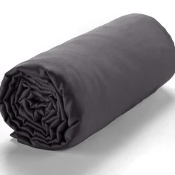 Drap housse satin de coton lavé bonnet 30 cm gris