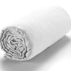 Drap housse satin de coton lavé bonnet 30 cm blanc