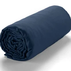 Drap housse satin de coton lavé bonnet 30 cm bleu