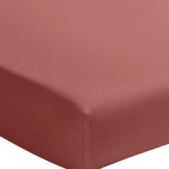 Drap Housse uni 100% Percale de Coton - Bonnet 30 cm vieux rose
