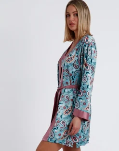 Déshabillé Garden bleu/rose