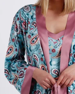 Déshabillé Garden bleu/rose