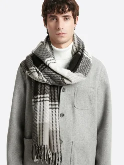 Echarpe à carreaux noire - 180x68 cm