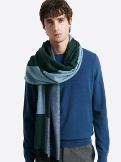 Echarpe à motif géométrique en viscose vert profond - 183x66 cm