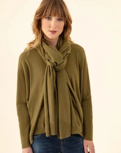 Echarpe en Laine mélangée Maya olive - 224x53 cm