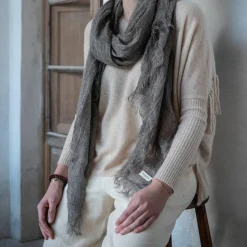 Echarpe en lin grise 70x200cm