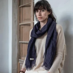 Echarpe en lin violette 70x200cm