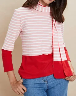 Echarpe Everest rayée rose/rouge - 160x20 cm