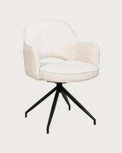 Elba - Chaise en tissu beige et pieds métal