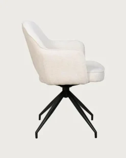 Elba - Chaise en tissu beige et pieds métal