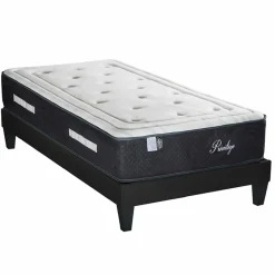 Ensemble Matelas + Sommier en bois Privilège anthracite/blanc - 90x190 cm