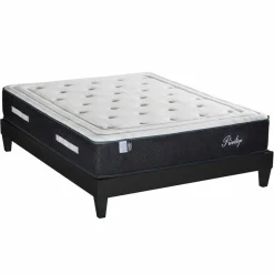 Ensemble Matelas + Sommier en bois Privilège anthracite/blanc - 140x200 cm