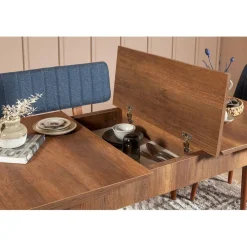 Ensemble table + 2 chaises + 2 bancs vina 1048 beige/bleu foncé