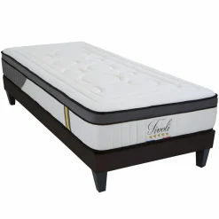 Ensemble Tivoli Matelas Mémoire de forme + Sommier Bois blanc/noir - 90x200 cm