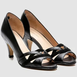 Escarpins en Cuir et Velours de Cuir Laveda noirs - Talon 7 cm
