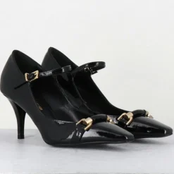 Escarpins en Cuir gela noire - Talon : 7.5cm