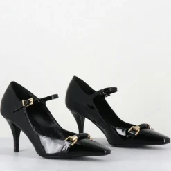 Escarpins en Cuir gela noire - Talon : 7.5cm