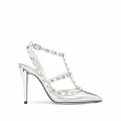Escarpins en cuir Rockstud argentés