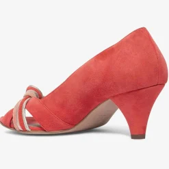 Escarpins en Velours de Cuir Didier rouge orangé - Talon 6 cm
