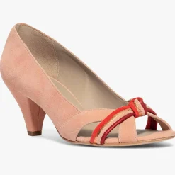 Escarpins en Velours de Cuir Daphne pêche - Talon 6 cm