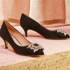 Escarpins en Velours de Cuir Memia noirs - Talon 6 cm