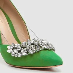 Escarpins en Velours de Cuir Adia verts - Talon 8 cm