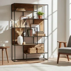 Etagère de bibliothèque design Mango Stockholm Marron - 115x35x174 cm