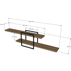 Etagère murale mone noyer - 120x30x18 cm