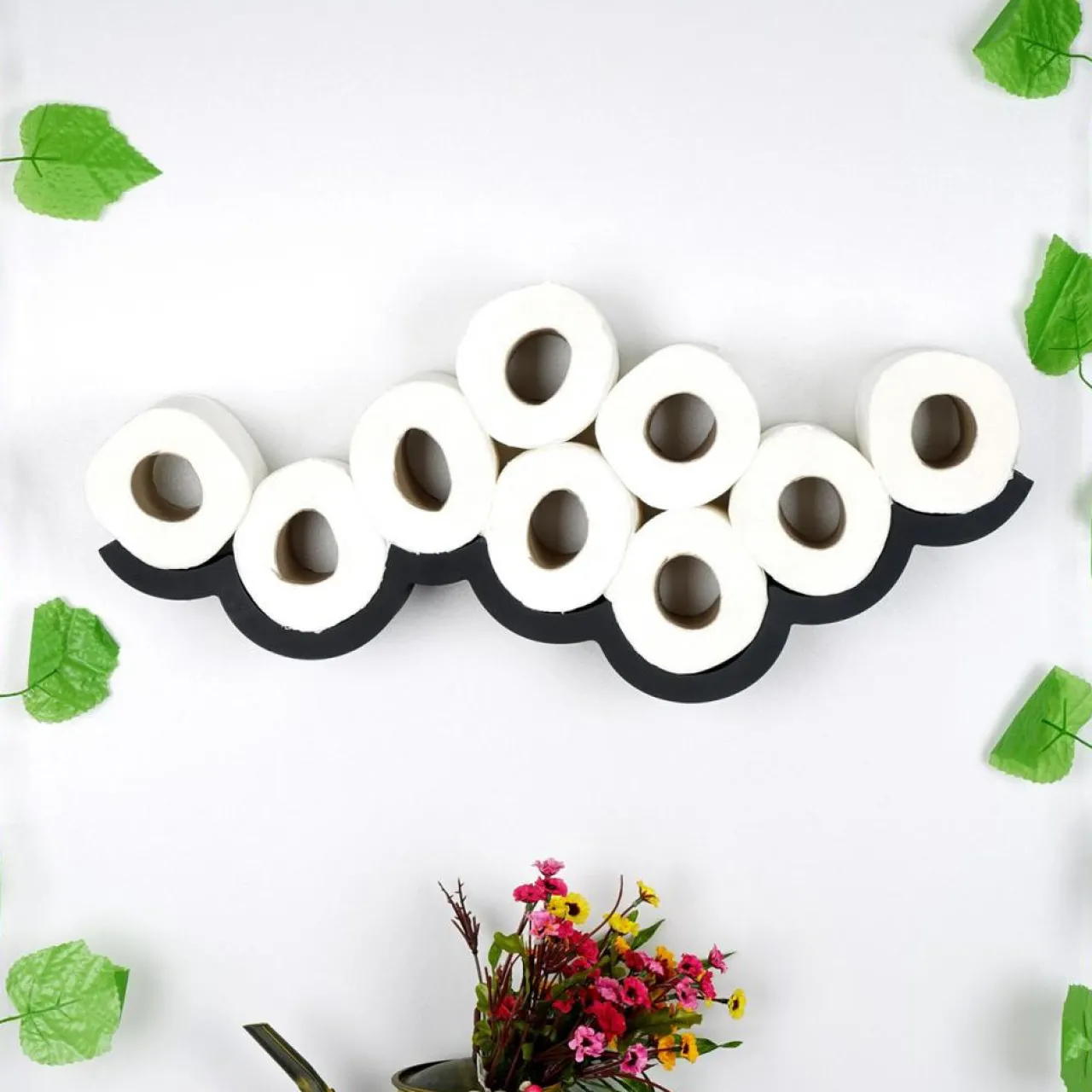 Etagère papier toilette wc018 noire - 62x9x16 cm