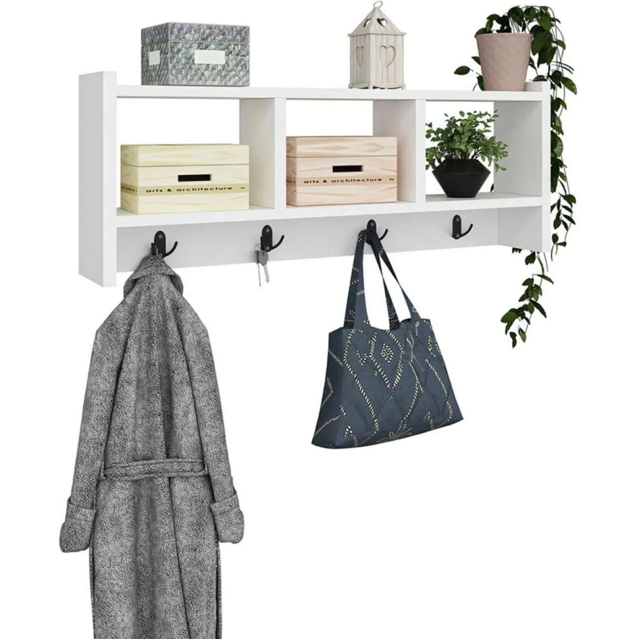 Etagère porte-manteau Star blanche - 75.6x35x22 cm