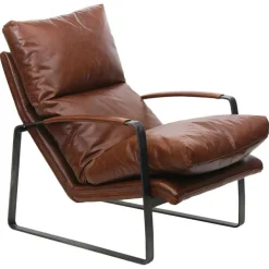 Fauteuil cuir damo marron - 63x99x99 cm