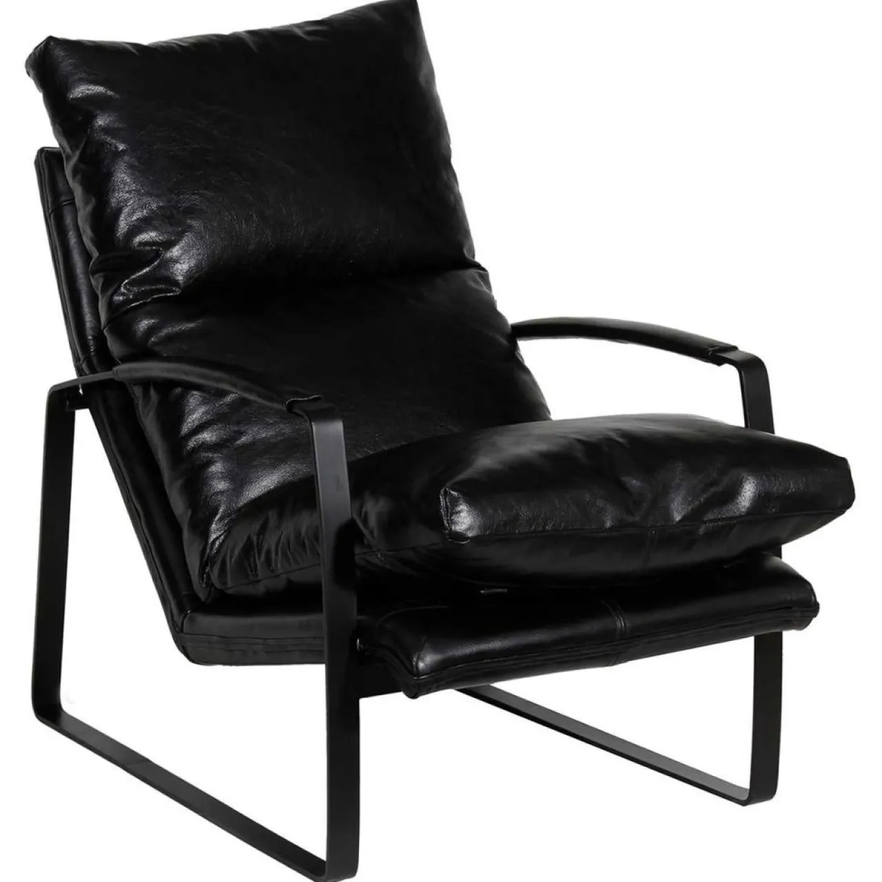 Fauteuil cuir damo noir- 63x99x99 cm