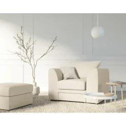 Fauteuil Quince Velours côtelé beige clair - 97x92x80 cm