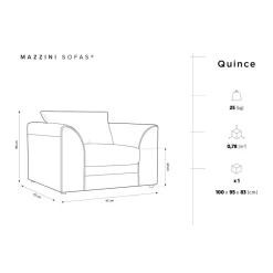 Fauteuil Quince Velours côtelé vert - 97x92x80 cm