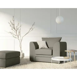 Fauteuil Quince Velours côtelé gris clair - 97x92x80 cm
