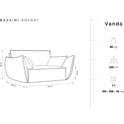 Fauteuil Vanda beige clair - 128x100x85 cm
