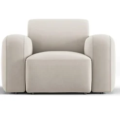 Fauteuil Velours Jasmin beige - 105x95x72 cm