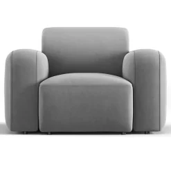 Fauteuil Velours Jasmin gris - 105x95x72 cm