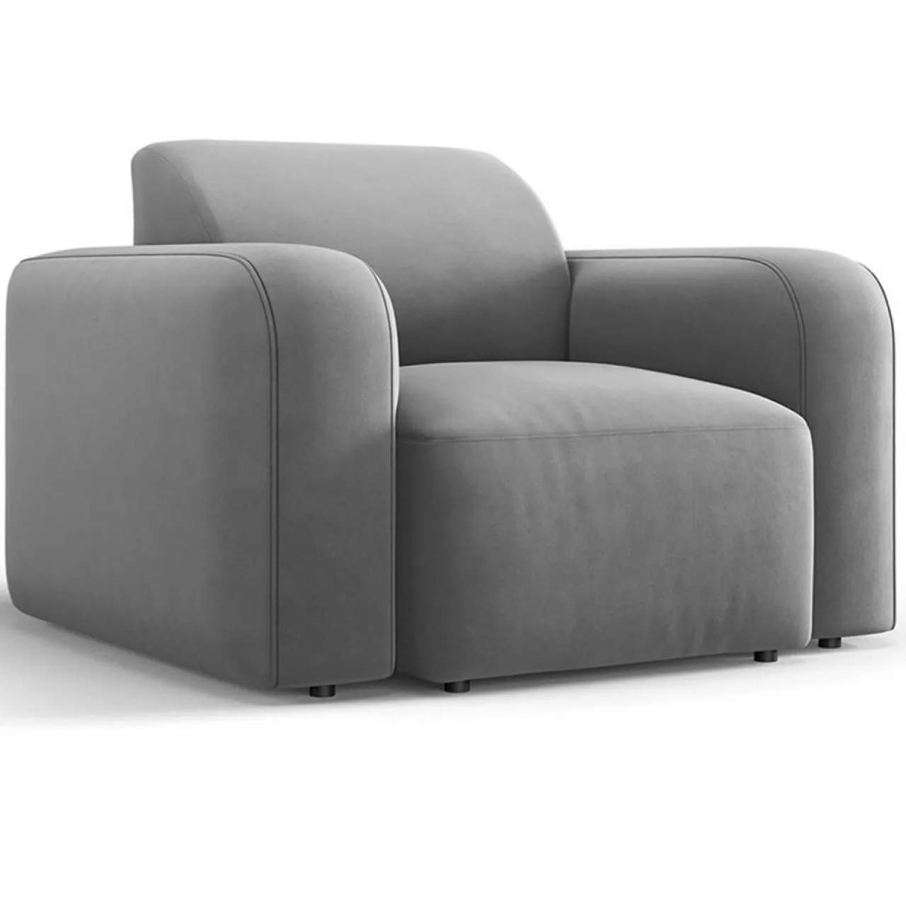 Fauteuil Velours Jasmin gris - 105x95x72 cm