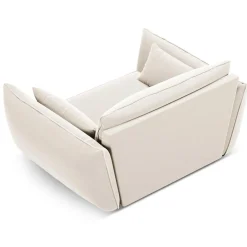 Fauteuil Velours Vanda beige clair - 128x100x85 cm