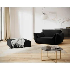 Fauteuil Velours Vanda noir - 128x100x85 cm