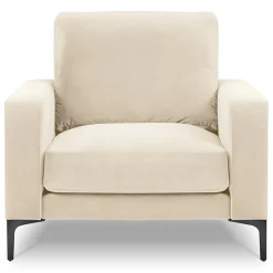 Fauteuil Velours Venus beige clair - 92x92x90 cm