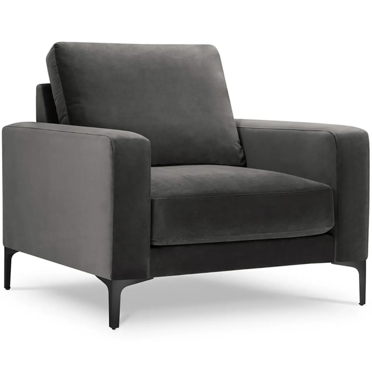 Fauteuil Velours Venus gris - 92x92x90 cm